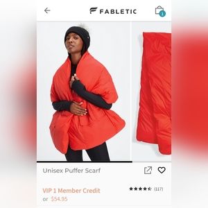 NWT Fabletics Puffer Scarf, Cherry Red 🍒